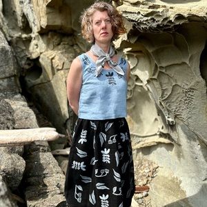 100% Linen Hand Printed Flaata Skirt